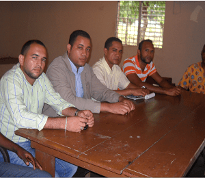 De izquierda a derecha: Víctor Manuel Santos, Oneulin Cáceres, David Rivera e Hipólito Moreta.