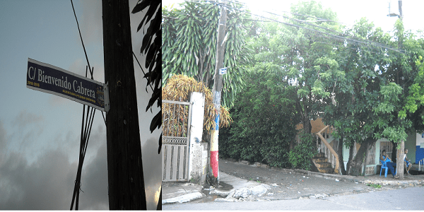 Lugar donde comienza la calle Guacanagarix esquina Las Mercedes. A la derecha la casa donde por muchos años residió Paquito.