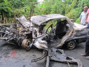 Estado en que quedó el automóvil de occiso Cristóbal Adames Suero (Rolando)