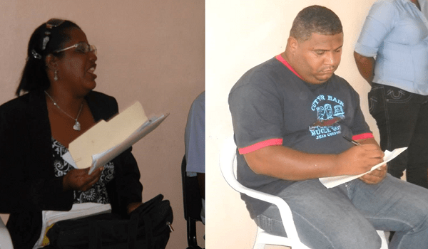 La contralora y el tesorero municipal durante el encuentro con los regidores para ofrecer explicaciones de la situación ecónomica del ayuntamiento.