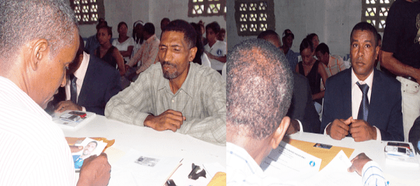 A la izquierda el precandidato a alcalde, Roberto Saviñón Méndez (El Caballo) y Wilson Paniagua, el otro aspirante.