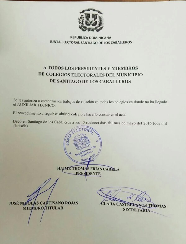 JUNTA ELECTORAL SANTIAGO